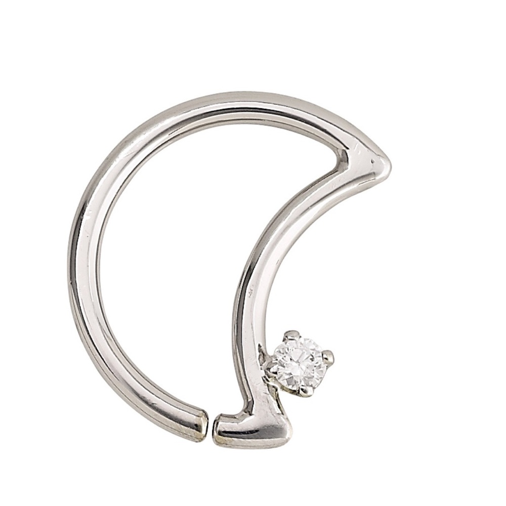 Body Gems 14k white gold Daith earring 16g